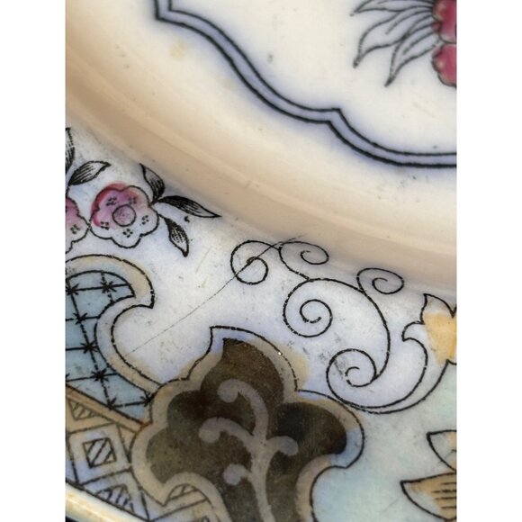 P. Regout & Co. Canton Porcelain 8.5" Plate Polychrome Chinese Tea House c.1860 - Picture 3 of 8